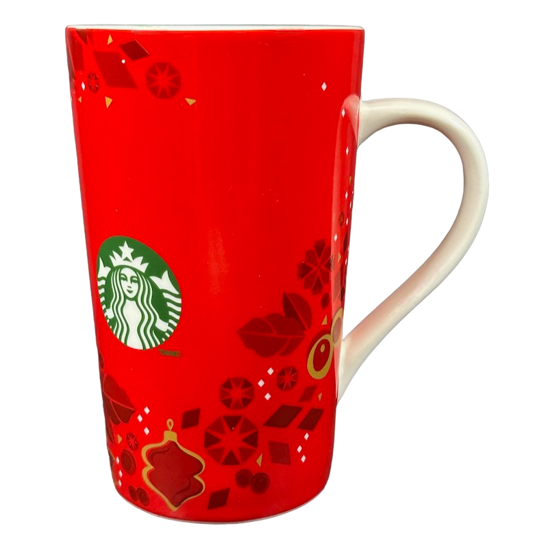 Green And White Siren Christmas Leaves Berries Poinsettias Checklist 16oz Mug 2013 Starbucks