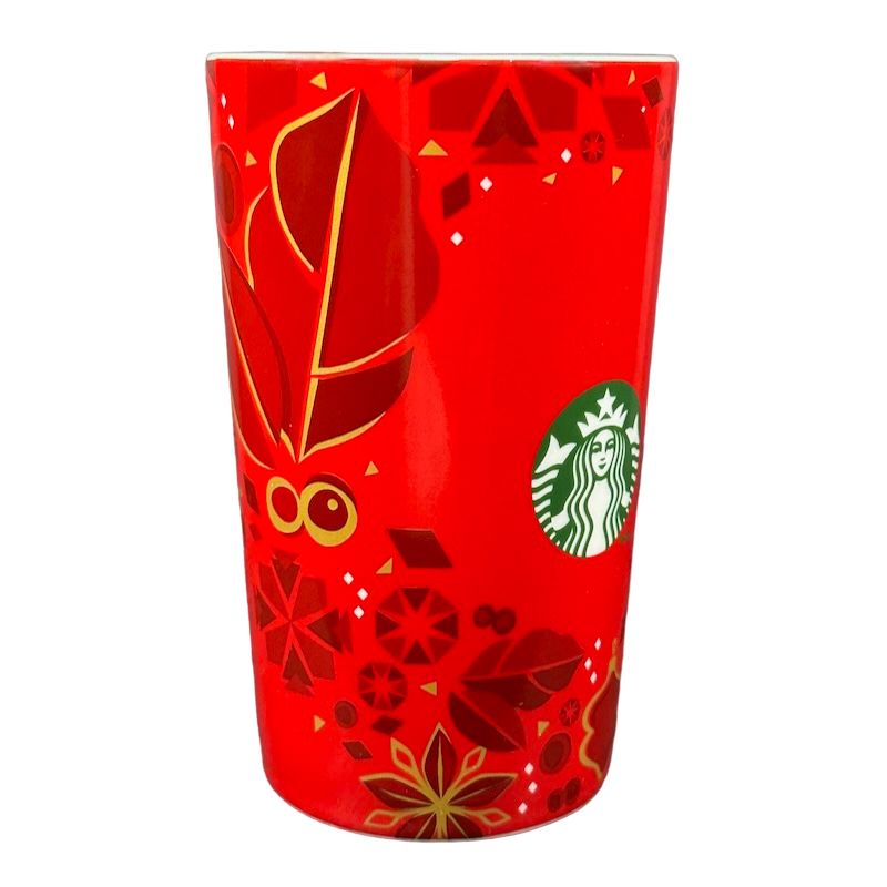 Green And White Siren Christmas Leaves Berries Poinsettias Checklist 16oz Mug 2013 Starbucks