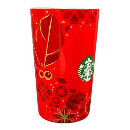 Green And White Siren Christmas Leaves Berries Poinsettias Checklist 16oz Mug 2013 Starbucks