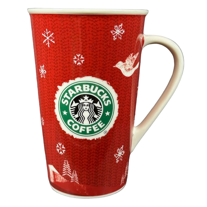 Siren Logo Christmas Deer Doves Snowflakes Checklist 16oz Mug Holiday 2008 Starbucks