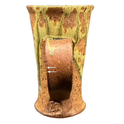 Abstract Wheel Thrown Rust And Green Tall Pottery Mug