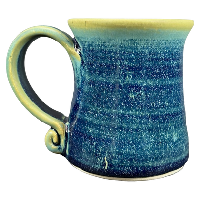 Wheel Thrown Green And Blue Signed Pottery Mug Lindsoe Clayworks