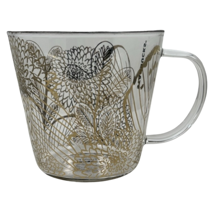 Gold Flowers And Butterflies 14oz Glass Mug 2019 Starbucks