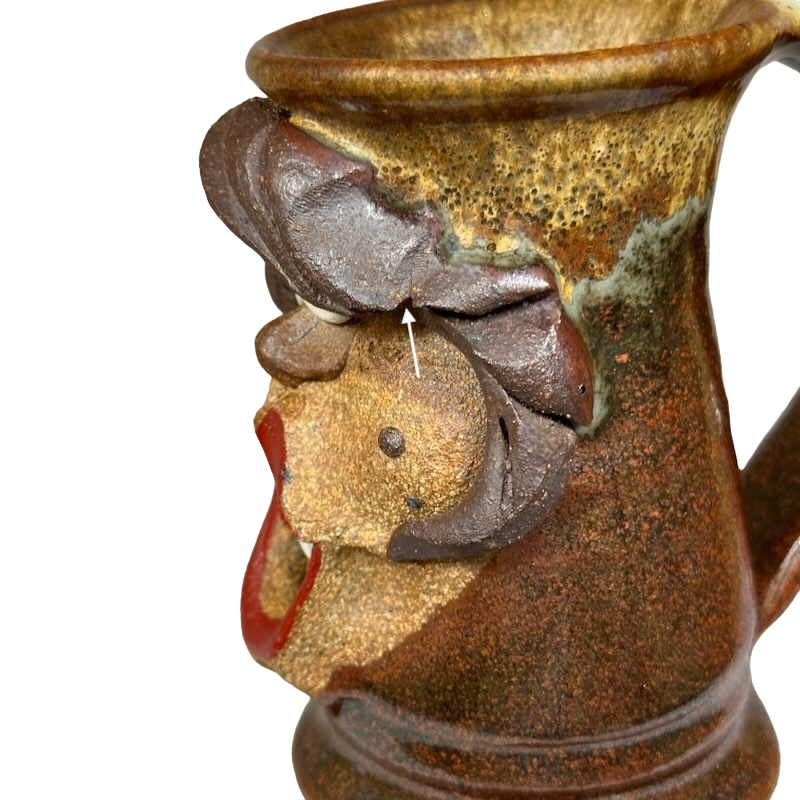 Ugly Face Pottery 3D Woman With Red Lips Mug Mahon Made Stoneware