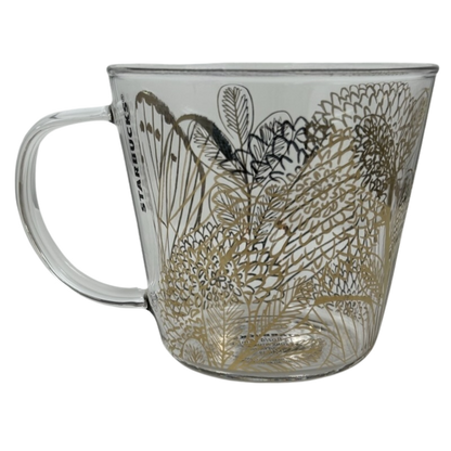 Gold Flowers And Butterflies 14oz Glass Mug 2019 Starbucks