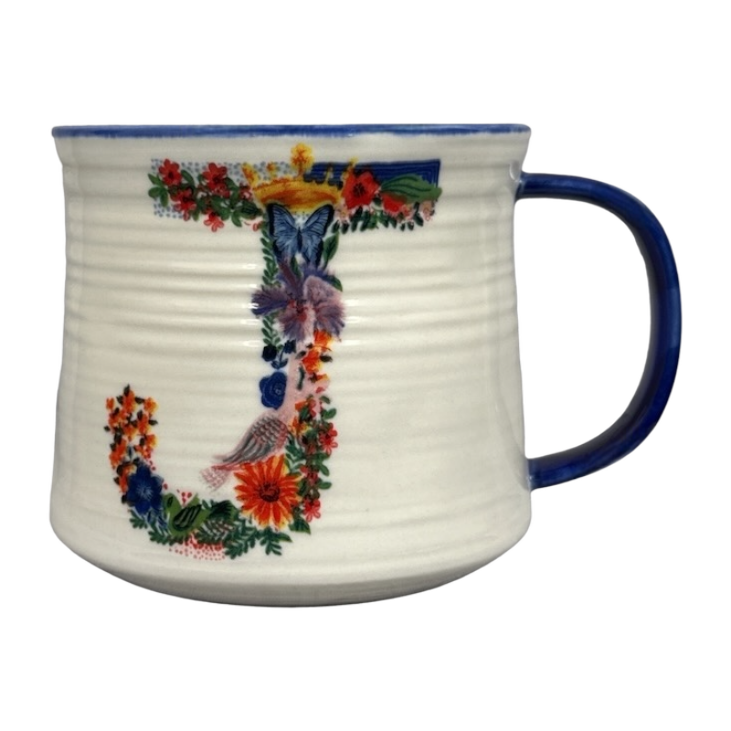 Nathalie Lete Letter "J" Bouquet Monogram Initial Mug Anthropologie