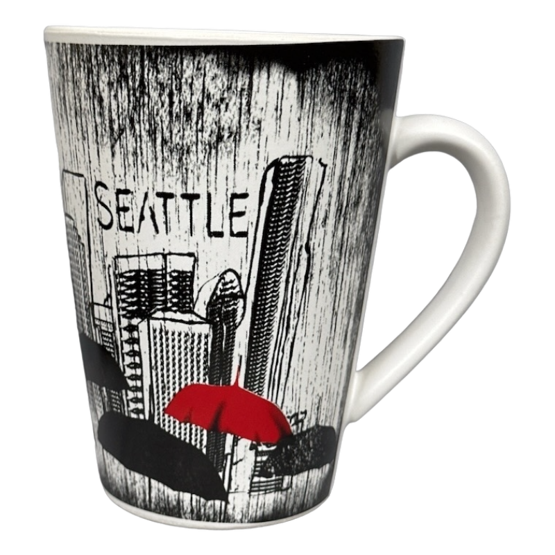 Seattle Skyline Black And White Red Umbrella Mug