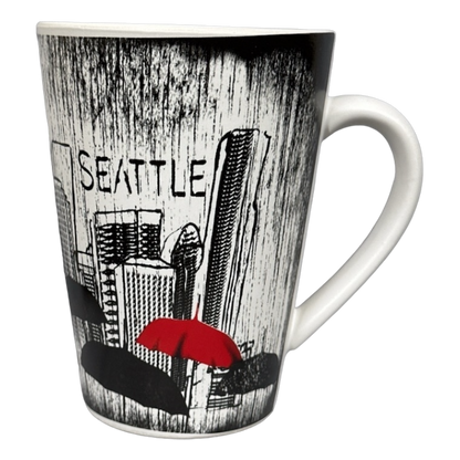 Seattle Skyline Black And White Red Umbrella Mug