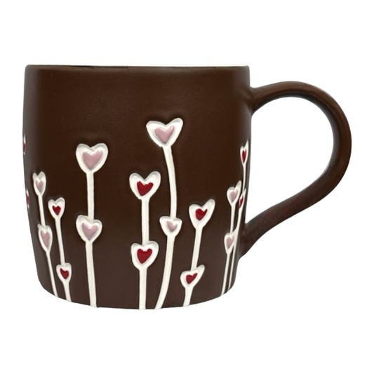 Embossed Hearts And Etched Flowers Hand Painted Mug 2009 Starbucks