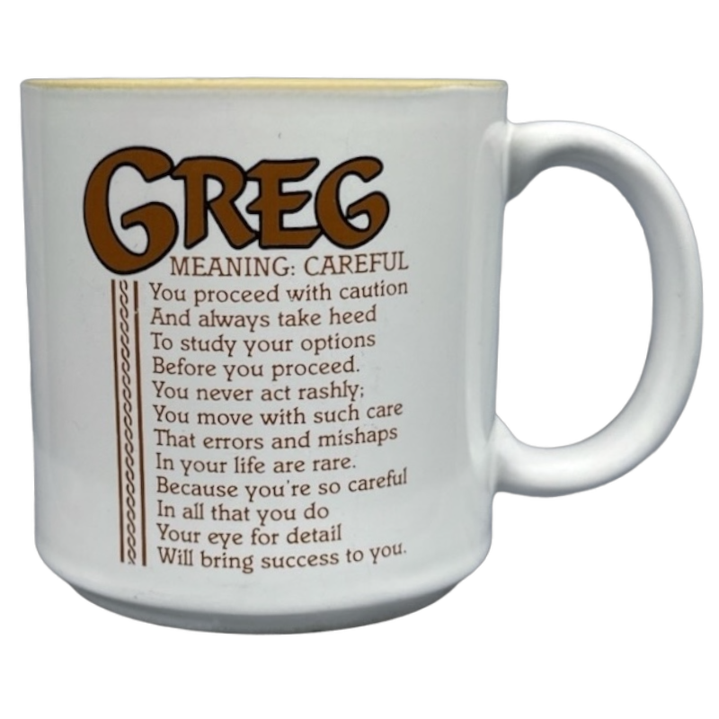 GREG Poetry Name Tan Interior Mug Papel