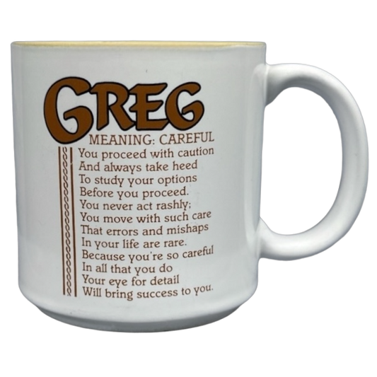 GREG Poetry Name Tan Interior Mug Papel