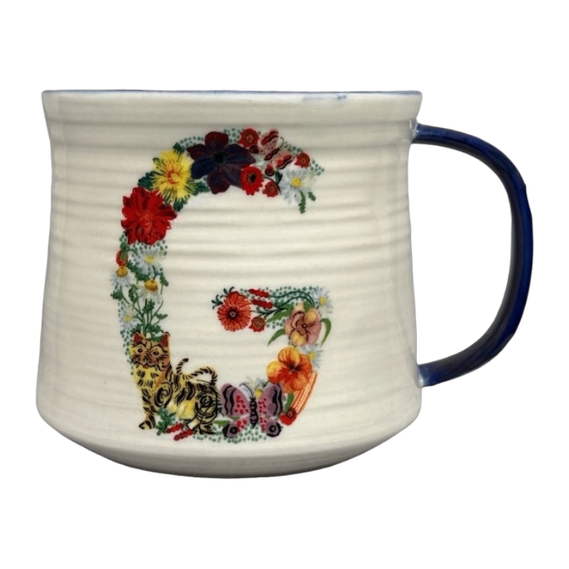 Nathalie Lete Letter "G" Bouquet Monogram Initial Mug Anthropologie