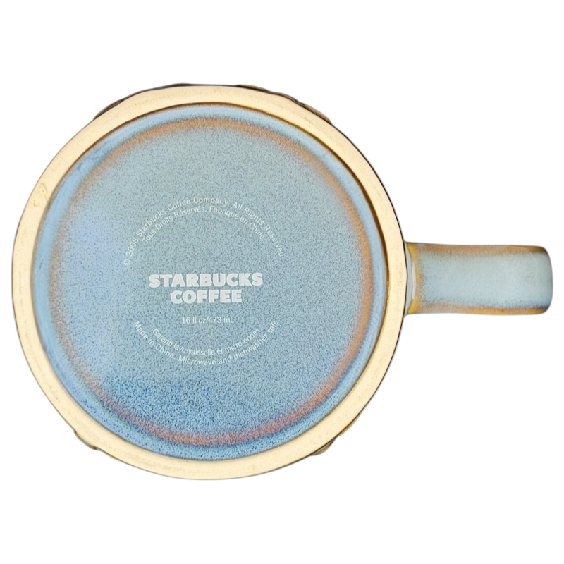Embossed Flowers Blue 16oz Mug 2008 Starbucks