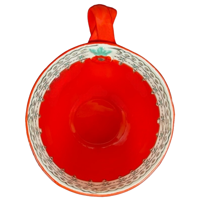 Elka Ayaka Floral Pedestal Red Mug With Twisted Red Handle Anthropologie