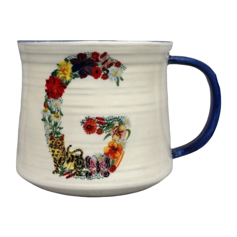 Nathalie Lete Letter "G" Bouquet Monogram Initial Mug Anthropologie