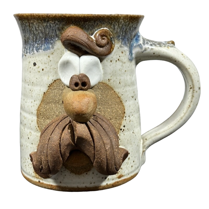 Ugly Face Pottery 3D Embossed Man With Moustache Mug Wagner Stoneware