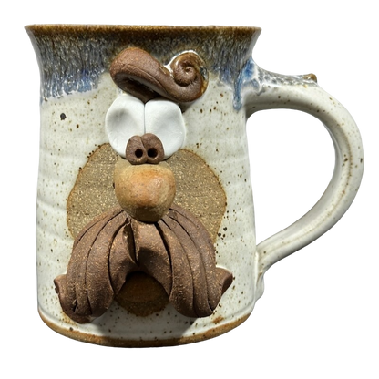 Ugly Face Pottery 3D Embossed Man With Moustache Mug Wagner Stoneware