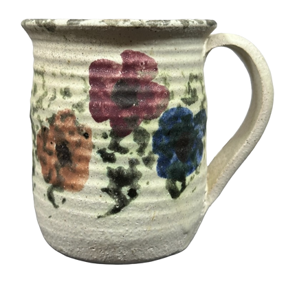 Floral Speckled Matte Finish Signed Pottery Mug