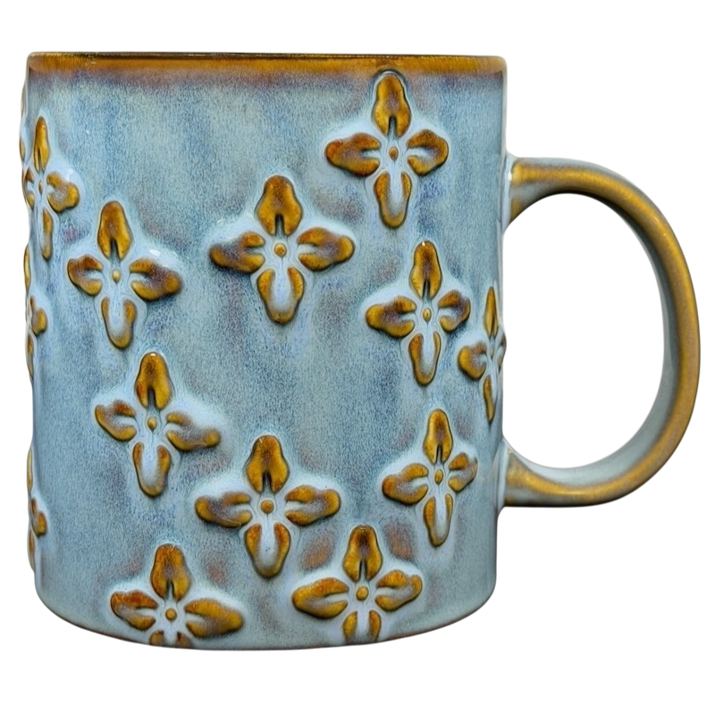 Embossed Flowers Blue 16oz Mug 2008 Starbucks