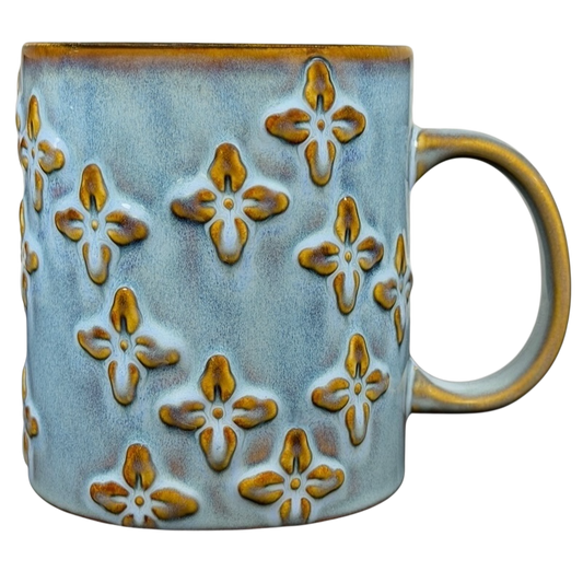 Embossed Flowers Blue 16oz Mug 2008 Starbucks