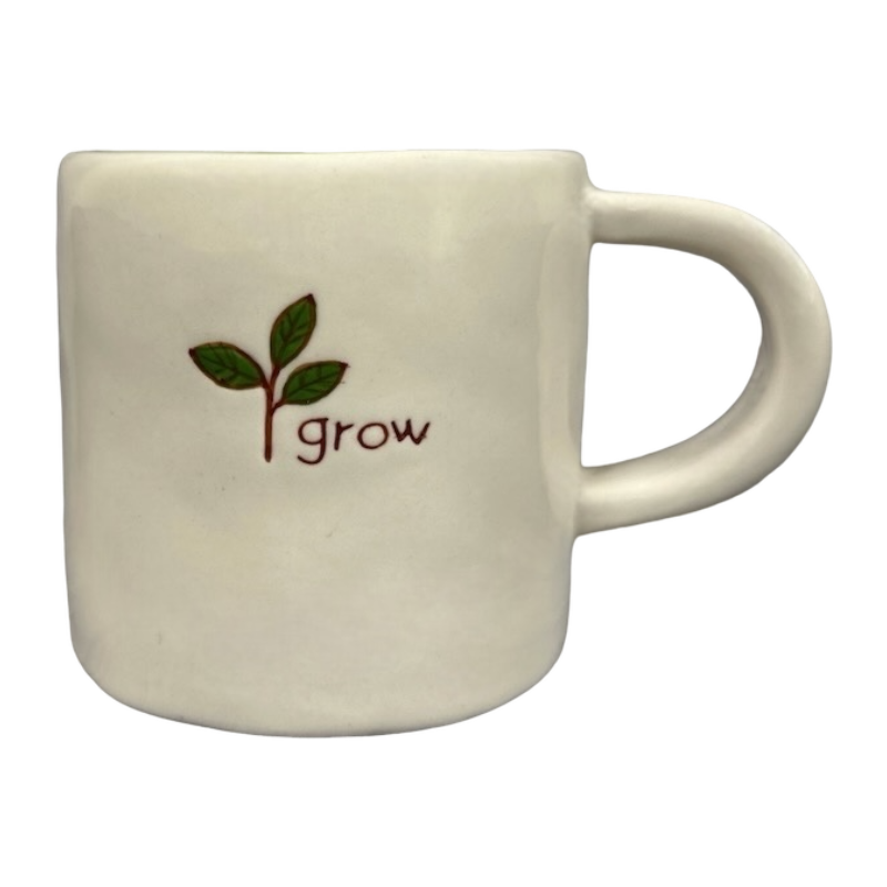 Grow 10oz Leaf Design Hand Painted Etched Mug 2008 Starbucks