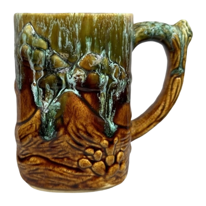 Eagle Mountains And Cactus 3D Embossed Drip Glaze Pottery Mug