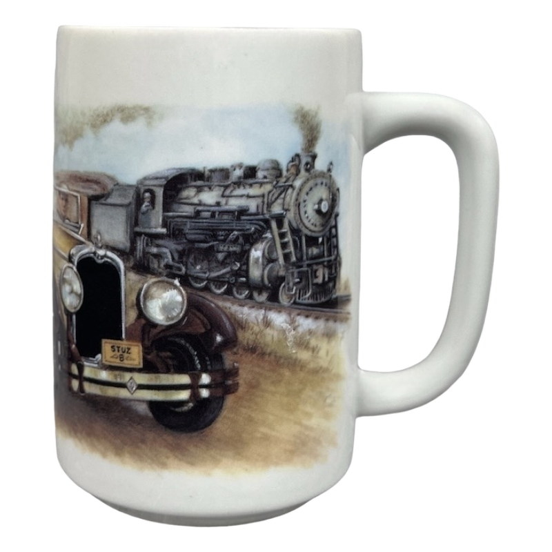 Stutz Bearcat Car And Locomotive Train Sunrise Publications Large Mug Otagiri