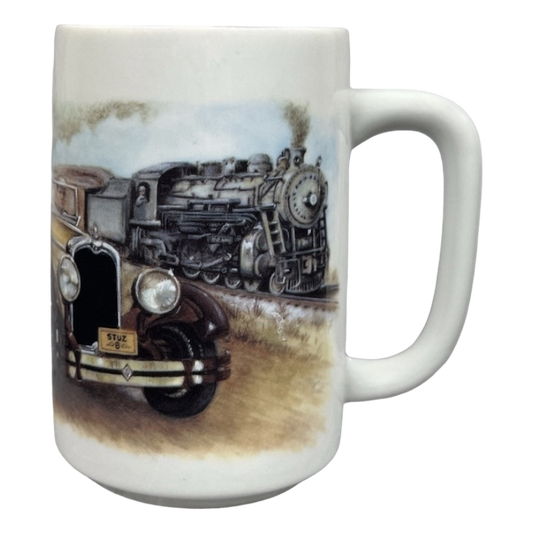 Stutz Bearcat Car And Locomotive Train Sunrise Publications Large Mug Otagiri