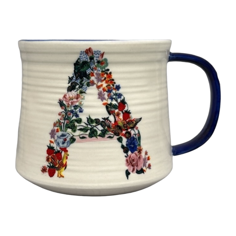 Nathalie Lete Letter "A" Bouquet Monogram Initial Mug Anthropologie