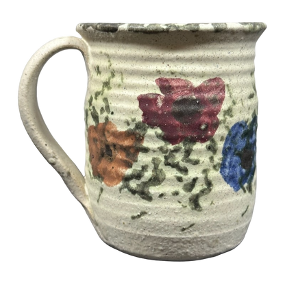 Floral Speckled Matte Finish Signed Pottery Mug