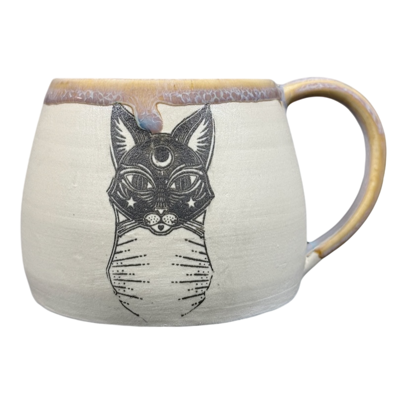 Celestial Cat Pottery Mug Mountain Love Pottery