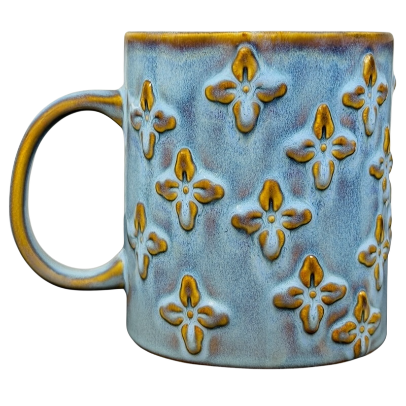 Embossed Flowers Blue 16oz Mug 2008 Starbucks