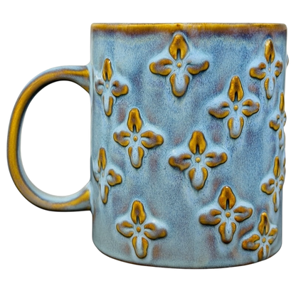 Embossed Flowers Blue 16oz Mug 2008 Starbucks