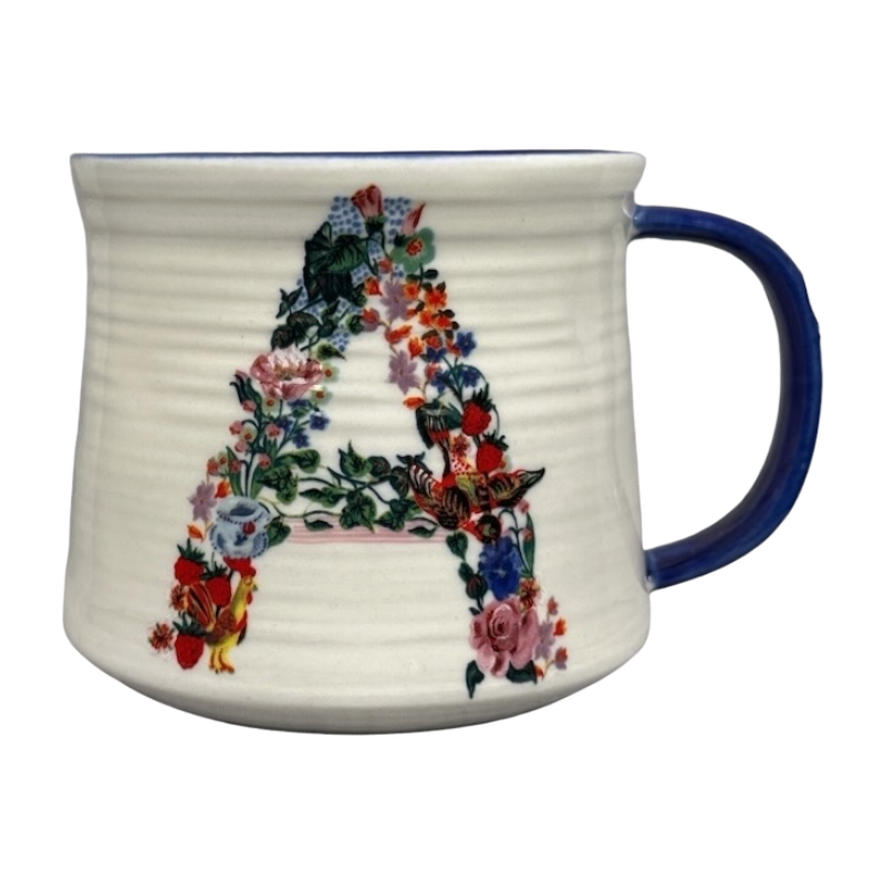 Nathalie Lete Letter "A" Bouquet Monogram Initial Mug Anthropologie