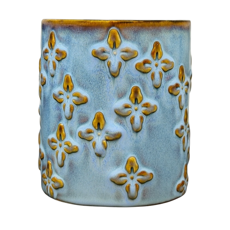 Embossed Flowers Blue 16oz Mug 2008 Starbucks
