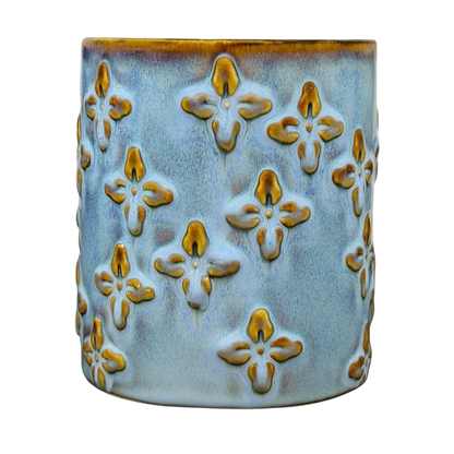 Embossed Flowers Blue 16oz Mug 2008 Starbucks