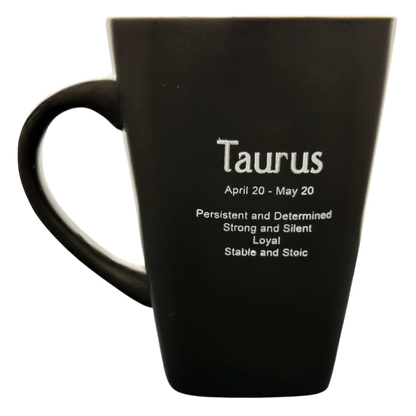 Taurus Tall Zodiac Etched Square Bottom Yellow Interior Mug Fisher