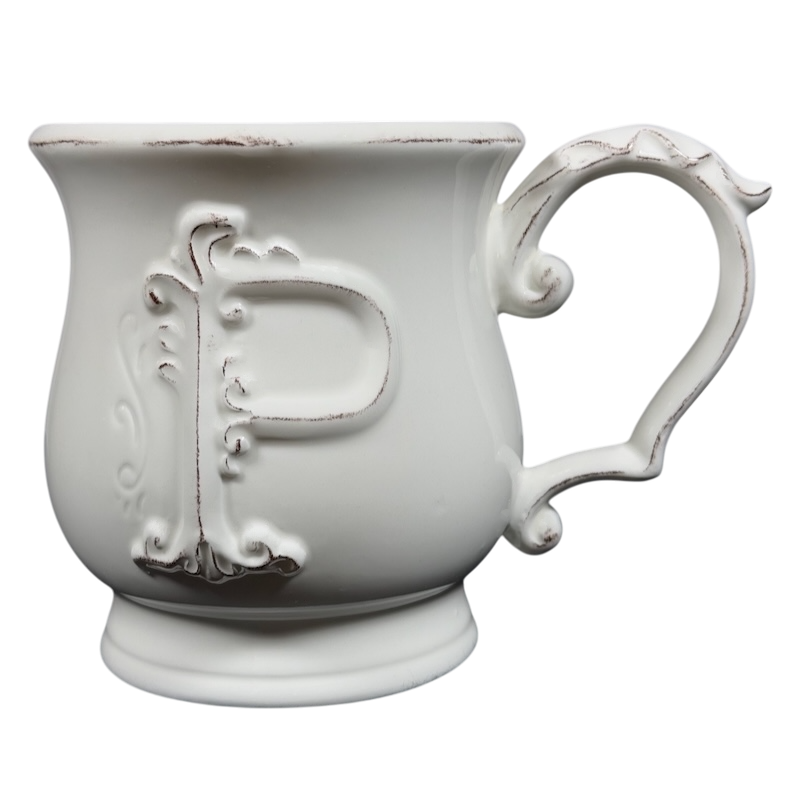 Letter "P" Embossed Elizabeth Monogram Initial Mug Pier 1 Imports