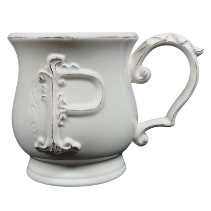 Letter "P" Embossed Elizabeth Monogram Initial Mug Pier 1 Imports