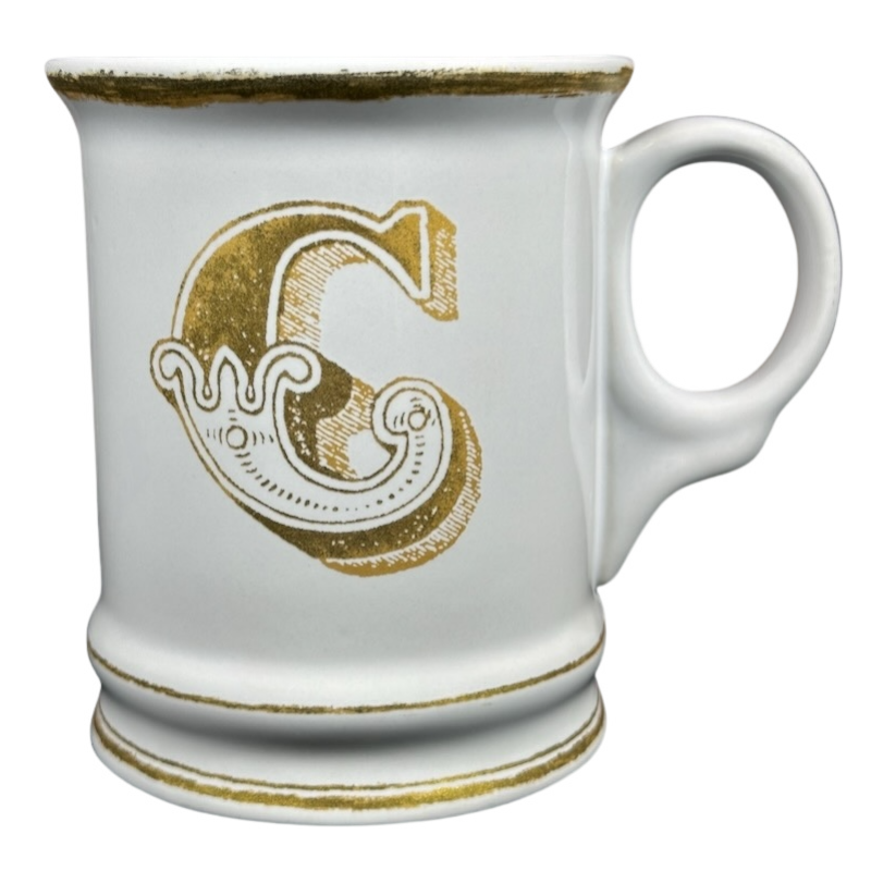 Letter "C" Gold Writing Monogram Initial Mug Williams Sonoma