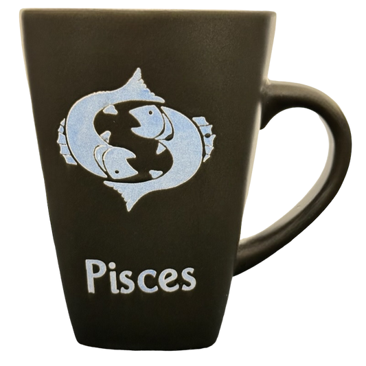 Pisces Tall Zodiac Etched Square Bottom Blue Interior Mug Fisher