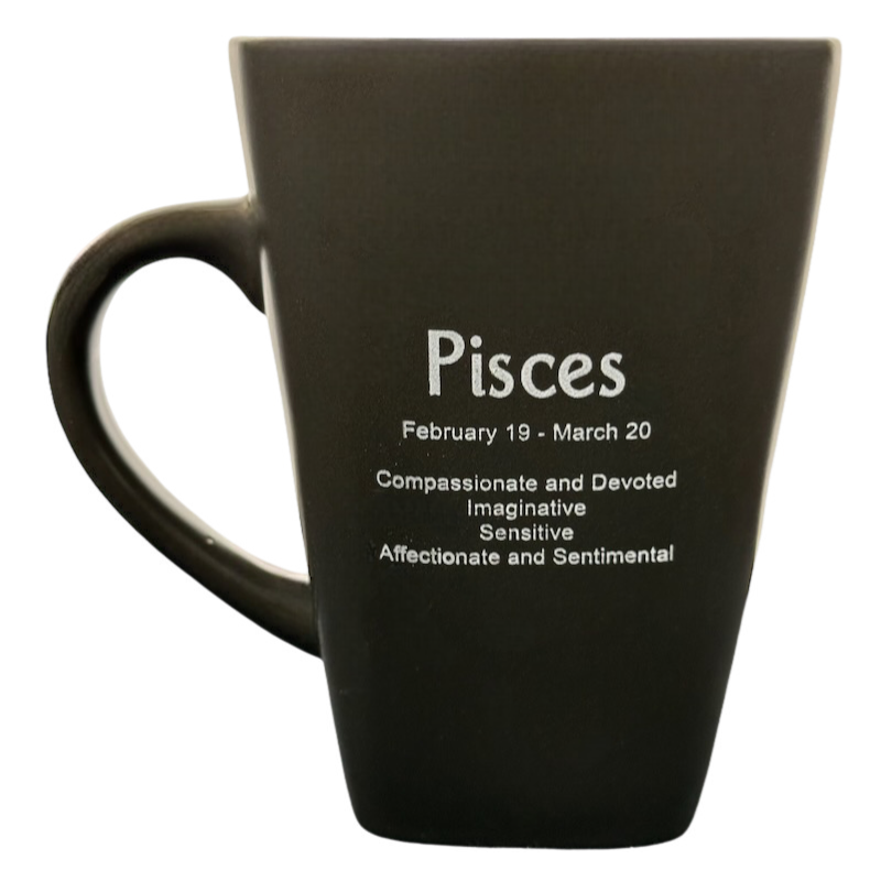 Pisces Tall Zodiac Etched Square Bottom Blue Interior Mug Fisher