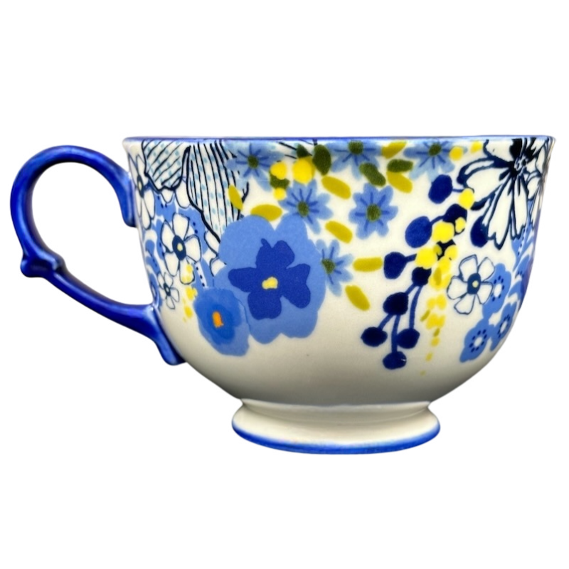 Tea Time Letter "D" Monogram Initial Floral Pedestal Mug Anthropologie