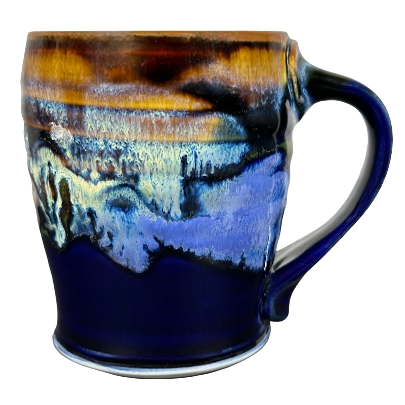 Abstract Drip Glaze Finish Signed Pottery Mug