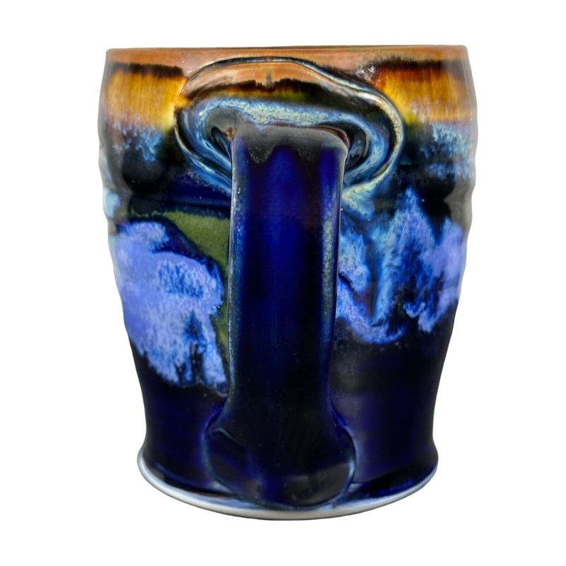 Abstract Drip Glaze Finish Signed Pottery Mug