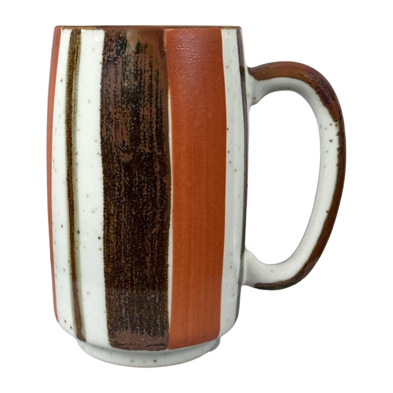 Striped Brown And Orange Speckled Large Mug Otagiri