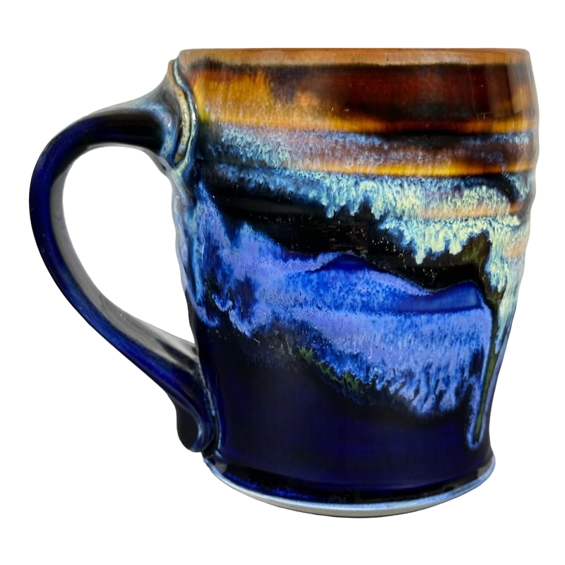 Abstract Drip Glaze Finish Signed Pottery Mug