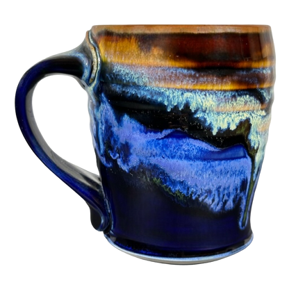 Abstract Drip Glaze Finish Signed Pottery Mug