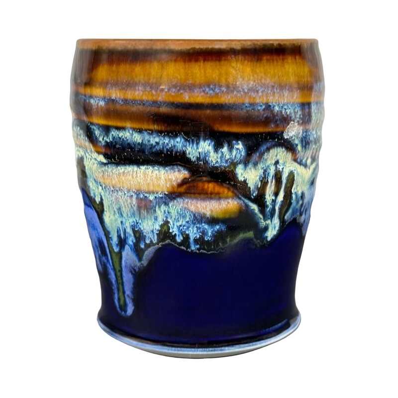 Abstract Drip Glaze Finish Signed Pottery Mug