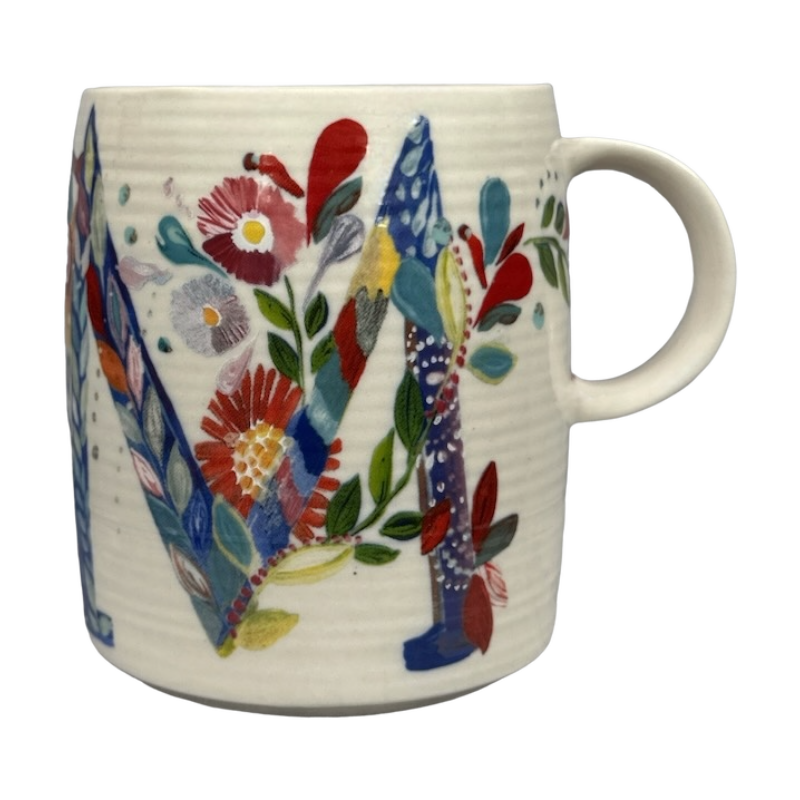 Petal Palette Starla M Halfmann Letter "M" Monogram Initial Mug Anthropologie